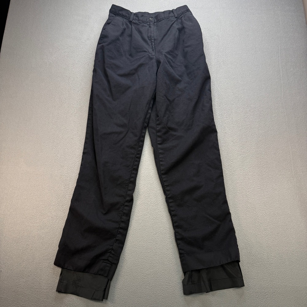 Vintage Lands End Pants Womens 8 Black 100% Wool Straight Leg Trousers Lined